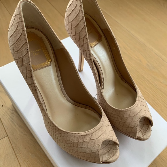 DIOR Miss Dior Peep Toe platform nude python  37.5 NIB - Picture 8 of 10